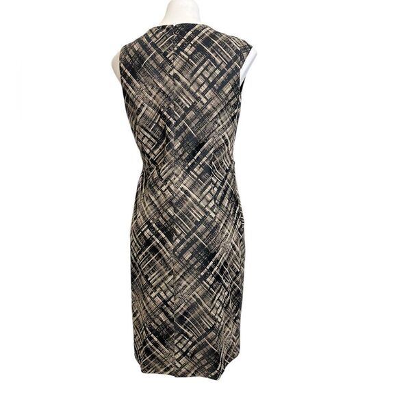 Lafayette 148 NY dress size 8 leather trim sleeveless faux wrap office - Picture 5 of 7